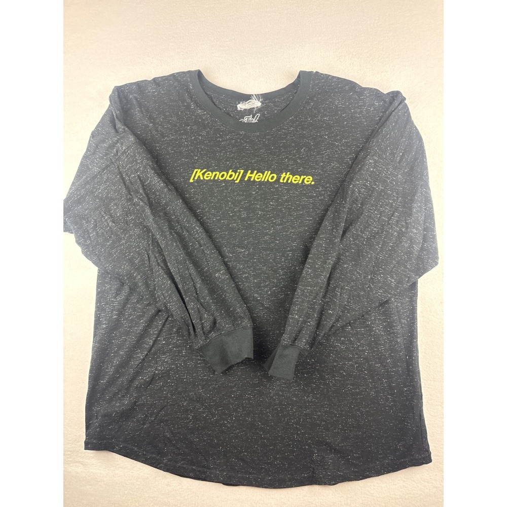 The Lost Bros Kenobi Hello There Black Lurex Shimmer Long Sleeve Top XL